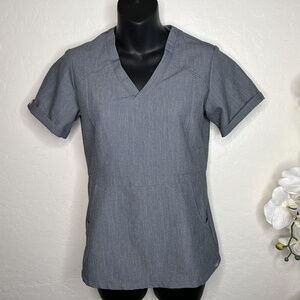 Figs Technical Collection Flores Scrub Top Size XXS Gray Graphite Short Sleeve